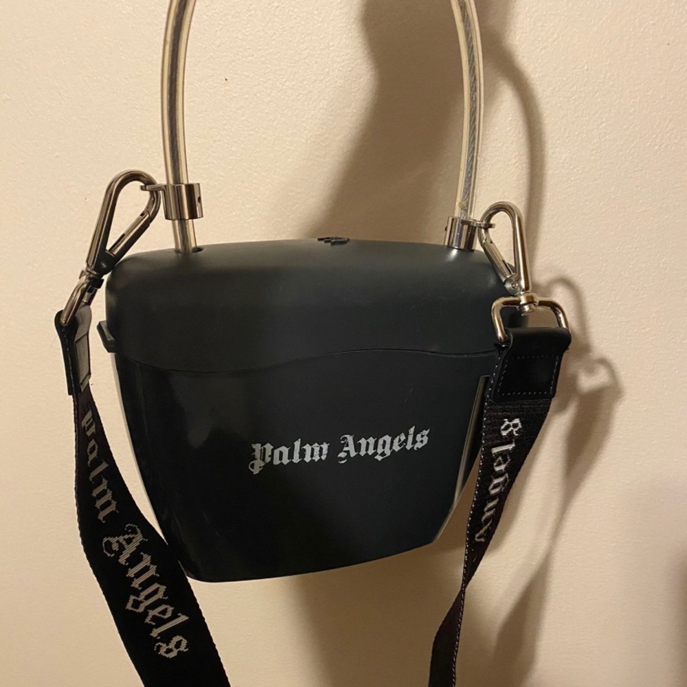 PALM ANGELS HAND BAG BLACK/WHITE